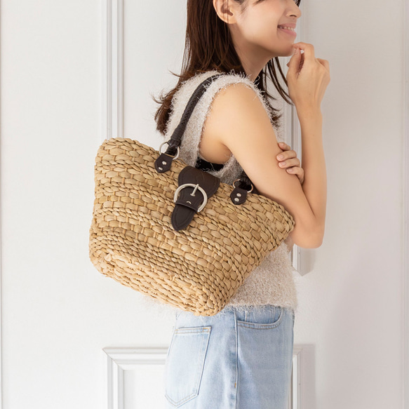 【在庫処分 50％OFF】かごバッグ 天然素材 大人かわいい カゴバック 巾着 トート 夏 ショルダー 207 13枚目の画像