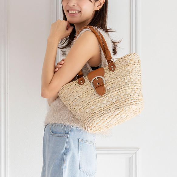 【在庫処分 50％OFF】かごバッグ 天然素材 大人かわいい カゴバック 巾着 トート 夏 ショルダー 207 16枚目の画像