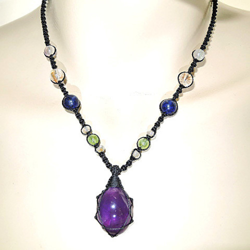 魅力の ☆ふっくらアメジスト32ct☆天然石紫水晶ネックレスハンドメイド アメジスト