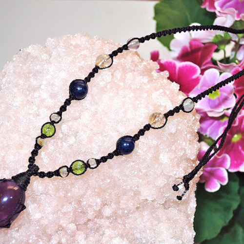 ☆ふっくらアメジスト32ct☆天然石紫水晶ネックレスハンドメイド