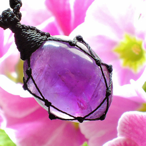 ☆ふっくらアメジスト32ct☆天然石紫水晶ネックレスハンドメイド
