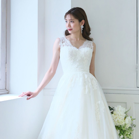 カラージルコニアイヤリング/ピアス(RLE-58) |花嫁 シルバー ゴールド 結婚式 ウエディング ロング 大ぶり 6枚目の画像