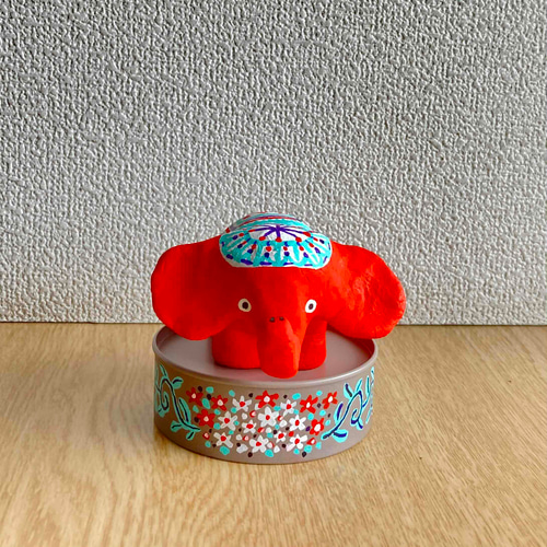 サーカスの人気者 象【手作り人形】【置物】 立体・オブジェ まるすえ