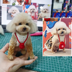 【オーダーメイドペット】羊毛フェルト、うちの子　犬ぬいぐるみ、フェルト犬、羊毛犬、肖像画、犬猫人形 プレゼントやギフトに 1枚目の画像