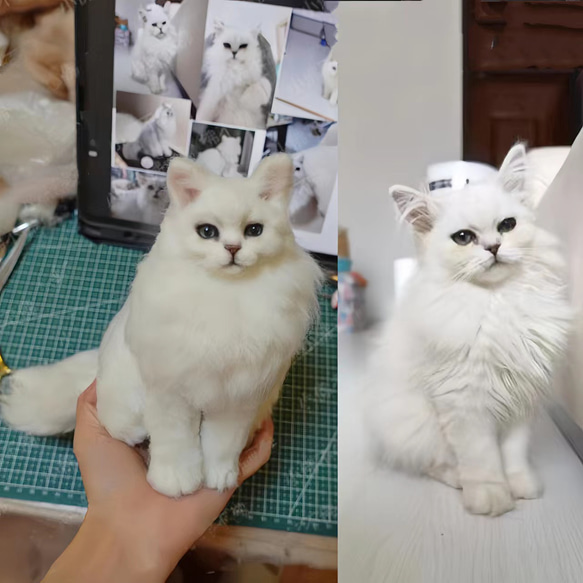 【オーダーメイドペット】羊毛フェルト、うちの子　猫ぬいぐるみ、フェルト猫、羊毛猫、肖像画、犬猫人形 プレゼントやギフトに 100% 模様