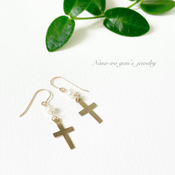 ＊1点限り＊14kgf pearl × cross pierce 1枚目の画像