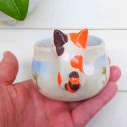 三毛猫金魚鉢コーヒーカップ１３０ｍｌ　ネコの陶器　受注後の制作となります 5枚目の画像