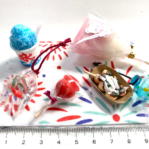 ☆ミニチュア夏祭りセット(受注生産) 樹脂粘土 フェイクフード その他