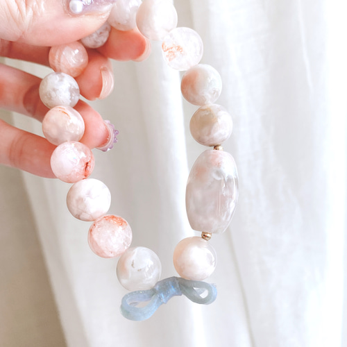 7-128】桜メノウとピンクマニカラン水晶の内包されたキラキラが美しい