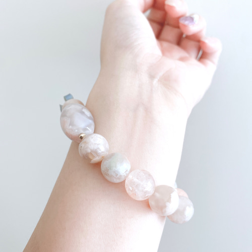 7-128】桜メノウとピンクマニカラン水晶の内包されたキラキラが美しい