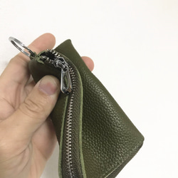 二つ折り財布 本革 ミニ財布 L字ファスナー 薄い財布 小銭入れ コインケース--ダックグリーン 9枚目の画像