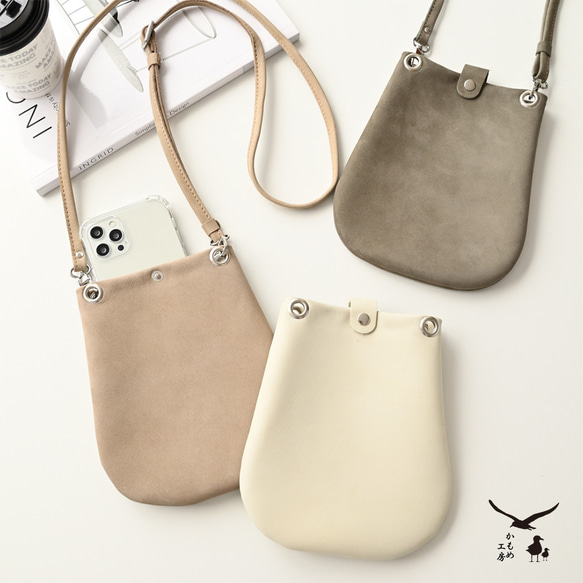 ミトンポシェット 【 ヌバックレザー 】 くすみカラー ハンドバッグ 本革 HZ10K 1枚目の画像