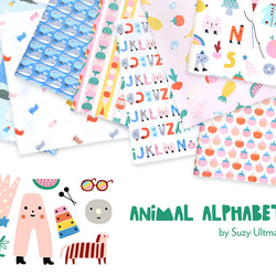 カットクロス Paintbrush Studio Fabrics Animal Alphabet Whale 7枚目の画像