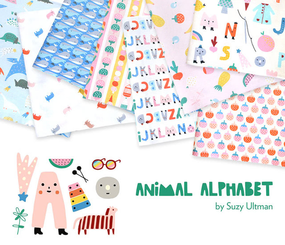 カットクロス Paintbrush Studio Fabrics Animal Alphabet Whale 7枚目の画像