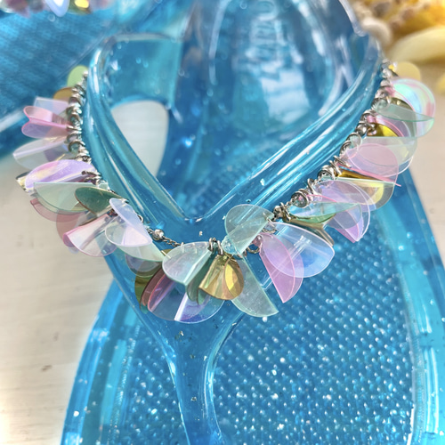 サンダル【ギョサン】デコレーション ラメブルー Lサイズ サンダル 美