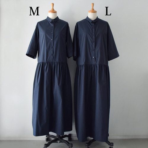 【 JOSEPH 】ロングワンピース 七分袖絹100% サイズ36 紺 花柄 七分袖切替ギャザーロングワンピース：紺［OP33HSNV