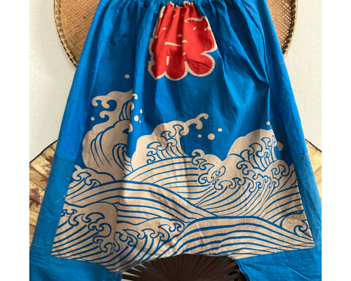 古布リメイク　古布　柿渋染　吹き流し　サルエルパンツ　ハンドメイド 古布リメイク 古布 柿渋染 吹き流し サルエルパンツ ハンドメイド