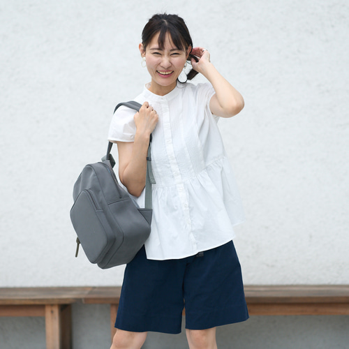 ﾓﾘﾉｶﾞｯｺｳ ウエストベルト付きベイカーショートパンツ【ネイビー