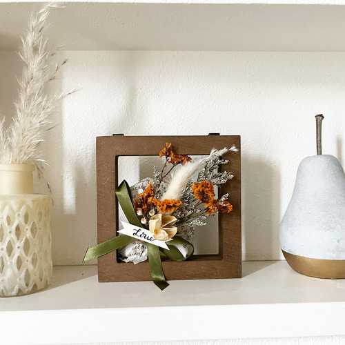 1点限定販売☆インテリア ドライフラワー フレーム 壁掛け 置物 木製