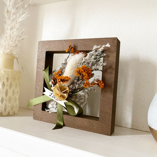1点限定販売☆インテリア ドライフラワー フレーム 壁掛け 置物 木製