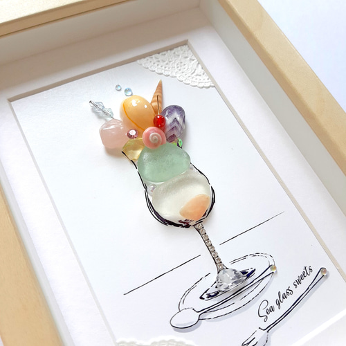 フルーツパフェ〉シーグラスアート その他アート moon 通販 16156478