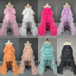 カラードレス オフショルダー 前に短い ウェディングドレス 646