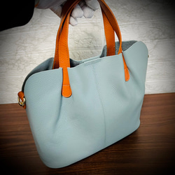 新商品 レディス  ３way バッグ スタイリッシュ 本革 シュリンクレザー バッグインバッグ付 ブルー 5枚目の画像