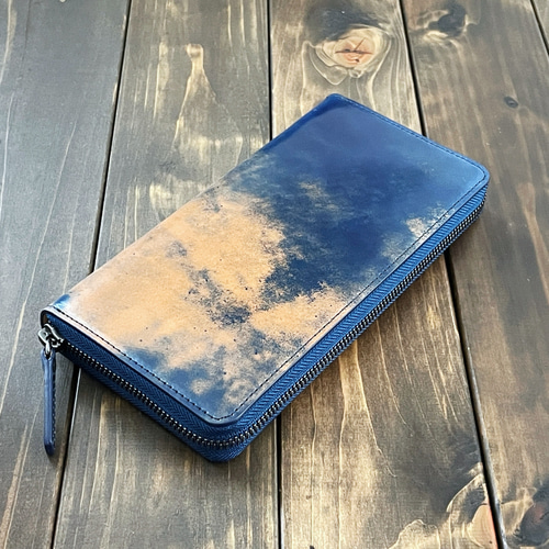 ROCADO ロカド シェルコードバン 長財布 ブルー イタリア ヌメ革 長