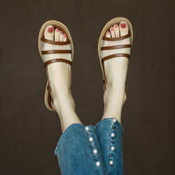 サンダル レディース シューズ 幅広 甲高 本革 牛革 ゆったり 歩きやすい 履きやすい 疲れない 滑りにくい 婦人靴 2枚目の画像