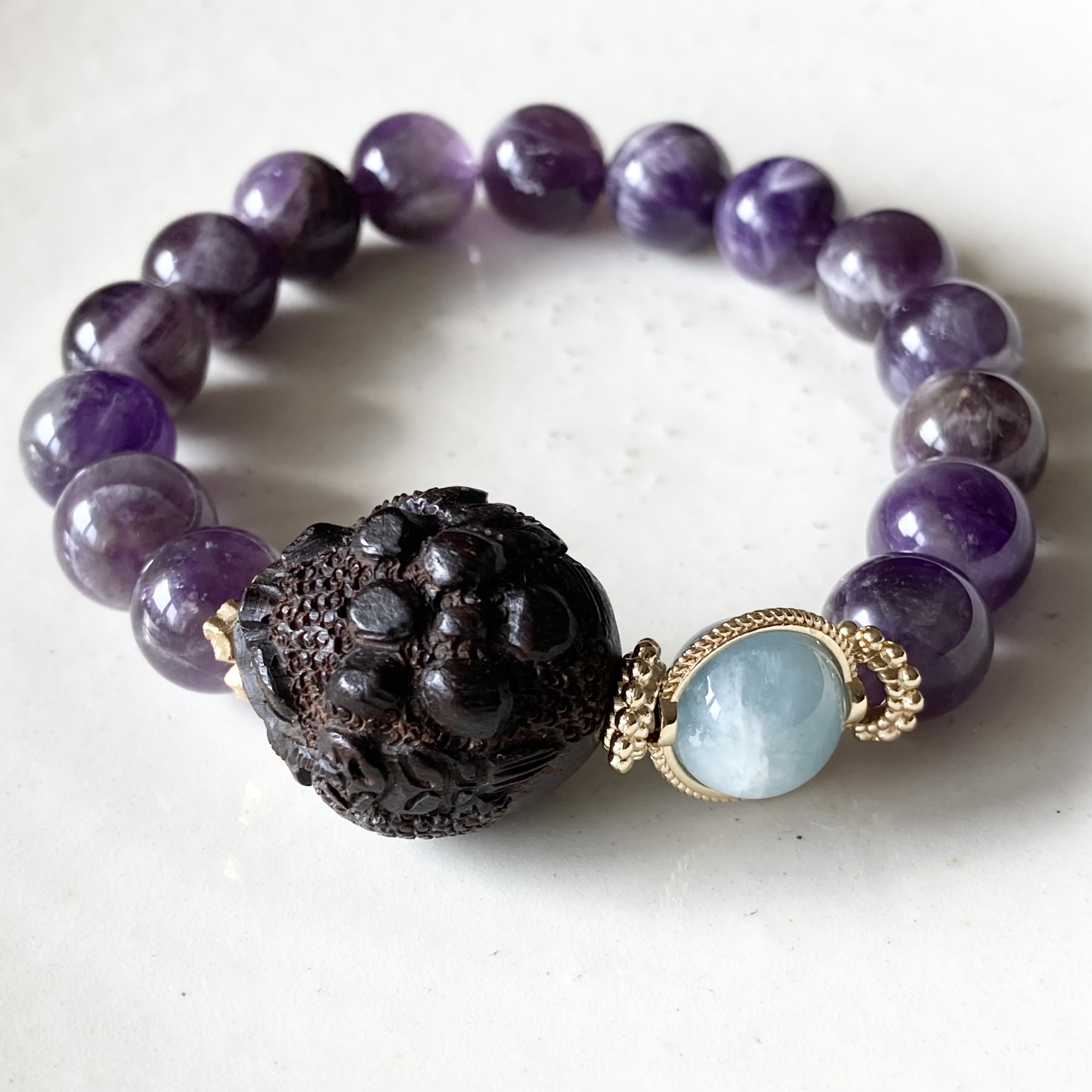 サンキャッチャー♡ハンドメイド「深い紫色とチェコビーズフラワー