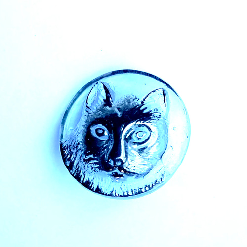 チェコガラス　ネコのブローチ チェコ ガラスラインストーンブローチ 青い目の猫さん | Kitten Blue