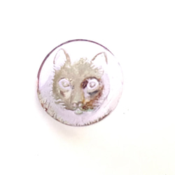 【猫（ネコ）　チェコガラス　ビンテージ　薄紫　ピンブローチ　】ねこ 4枚目の画像