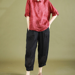 リネン カットソー レディース フレンチスリーブ ドルマンスリーブ Tシャツ 40代 50代 60代 女性 麻100 14枚目の画像