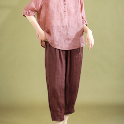 リネン カットソー レディース フレンチスリーブ ドルマンスリーブ Tシャツ 40代 50代 60代 女性 麻100 9枚目の画像