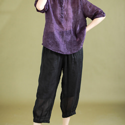 リネン カットソー レディース フレンチスリーブ ドルマンスリーブ Tシャツ 40代 50代 60代 女性 麻100 13枚目の画像