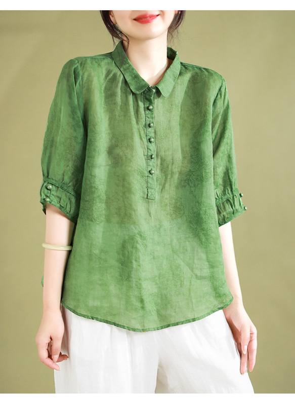 リネン カットソー レディース フレンチスリーブ ドルマンスリーブ Tシャツ 40代 50代 60代 女性 麻100 7枚目の画像