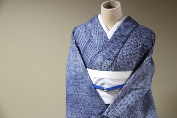 美品 浴衣 有松鳴海絞り 舞花文 綿 有松絞り 総絞り 三浦絞り