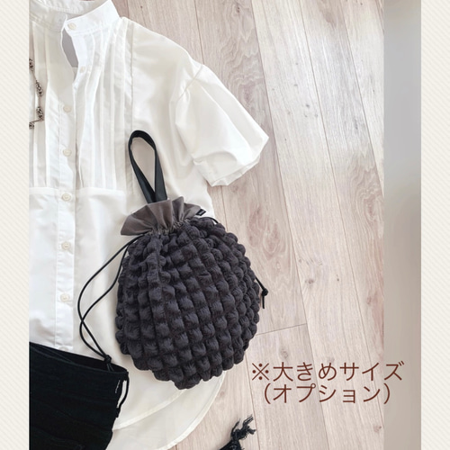 合皮ワンハンドル 巾着バッグ 保冷 OP有♡ぽこぽこ ポップコーン