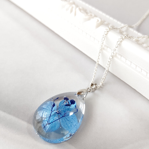レジン ドライフラワー ネックレス163 紫陽花のニュアンスネックレス / レジン / ドライフラワー
