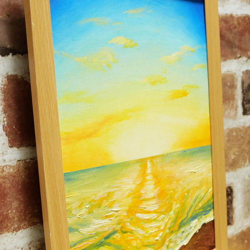 油絵 絵画 【朝日の砂浜】 油絵 絵画【砂浜の朝日】 絵画 HR 通販 16158722｜Creema