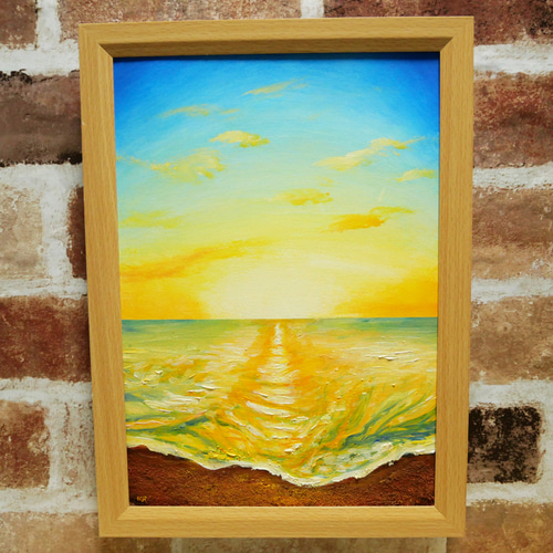 油絵 絵画【砂浜の朝日】 絵画 ＨＲ 通販｜Creema(クリーマ)
