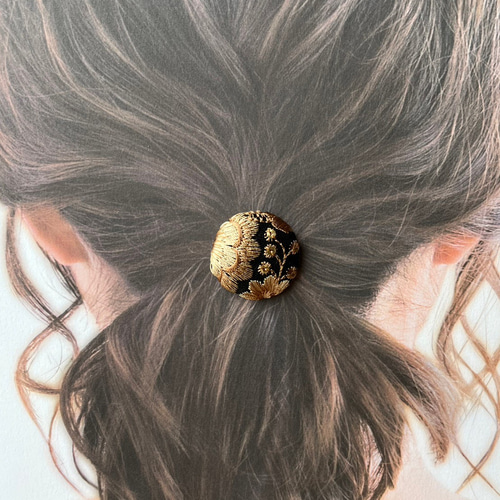 インド刺繍リボン ヘアゴム くるみボタン ヘアゴム ＋labo 通販