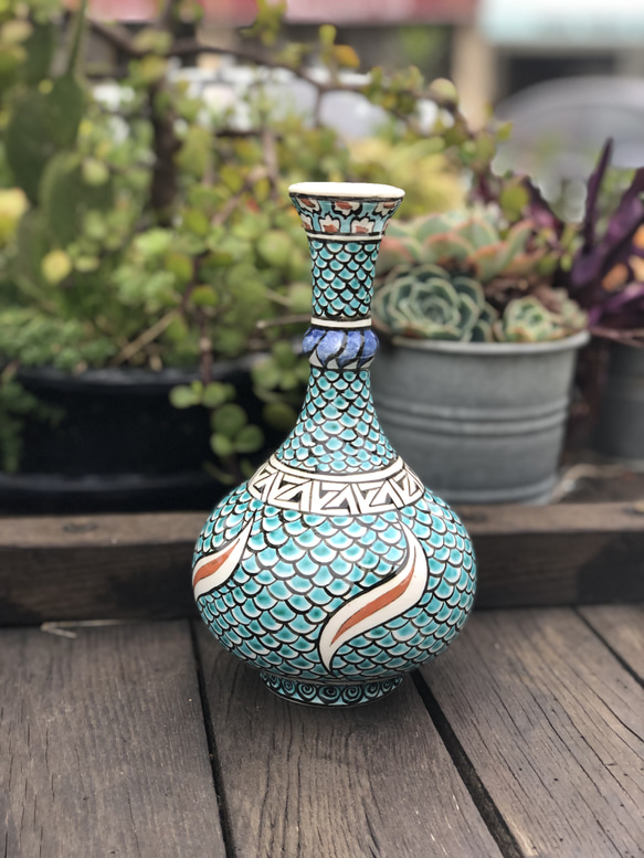 トルコ製セラミック・花瓶 1枚目の画像