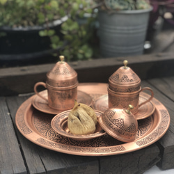 東トルコ産・銅製(真鍮)・コーヒーセット 1枚目の画像