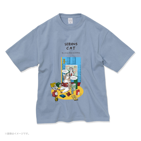 厚みのあるBIGシルエットTシャツ「SERIOUS CAT」 /送料無料 5枚目の画像
