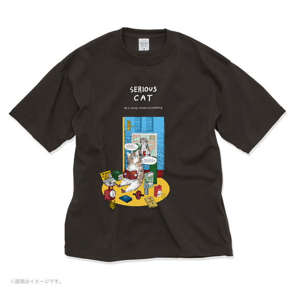 厚みのあるBIGシルエットTシャツ「SERIOUS CAT」 /送料無料 3枚目の画像