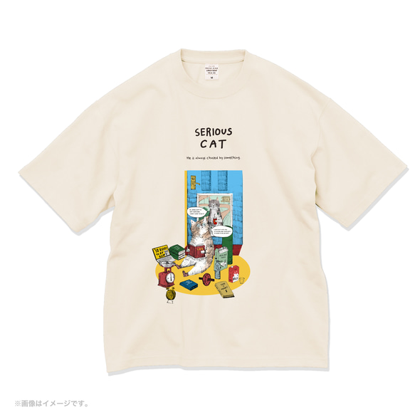 厚みのあるBIGシルエットTシャツ「SERIOUS CAT」 /送料無料 4枚目の画像