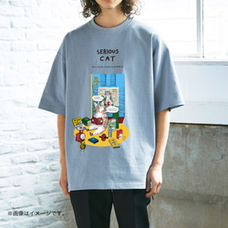 厚みのあるBIGシルエットTシャツ「SERIOUS CAT」 /送料無料 1枚目の画像