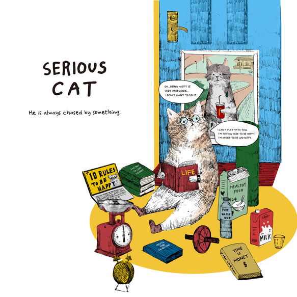 厚みのあるBIGシルエットTシャツ「SERIOUS CAT」 /送料無料 7枚目の画像