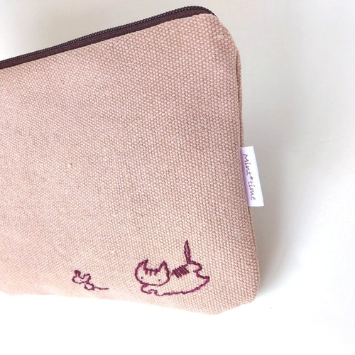 フラットポーチ♡レディ＆わんことにゃんこ フラットポーチ♡レディ＆にゃんこ ふくふくにゃんこ フェイス